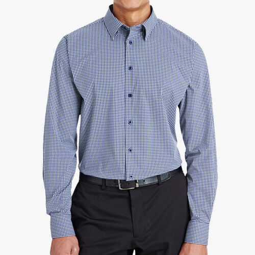 Men's CrownLux Performance® Tonal Mini Check Woven Dress Shirt Thumbnail