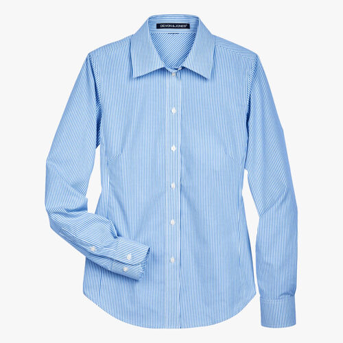 Women's Crown Collection® Banker Stripe Woven Dress Shirt Thumbnail