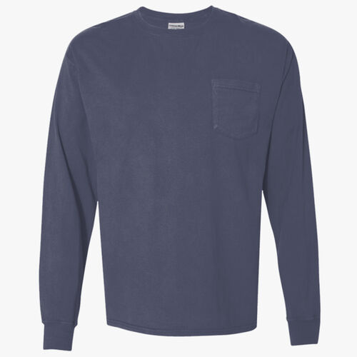 Unisex Garment-Dyed Long Sleeve T-Shirt With a Pocket Thumbnail