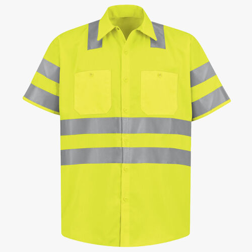 Men's Tall High Visibility Safety Short Sleeve Work Shirt Thumbnail