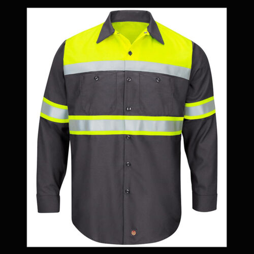 Men's Tall Hi-Visibility Colorblock Ripstop Long Sleeve Work Shirt Thumbnail