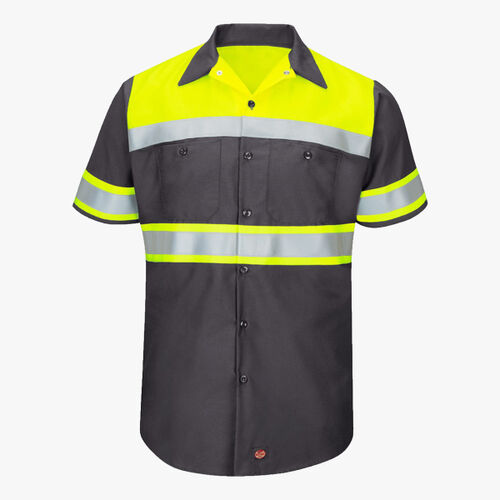 Men's Hi-Visibility Colorblock Ripstop Short Sleeve Work Shirt Thumbnail