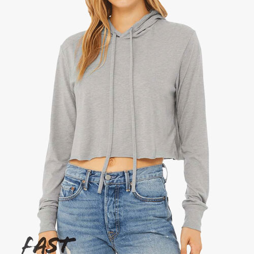 Women’s Triblend Crop Long Sleeve Hoodie Thumbnail