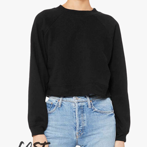 Women's Crop Raglan Fleece Crewneck Sweatshirt Thumbnail