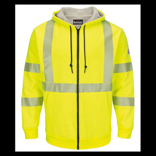 Men's Tall Hi-Visibility Zip-Front Hooded Fleece Sweatshirt with Waffle Lining Thumbnail