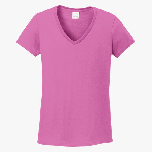 Ladies Heavy Cotton 100% Cotton V Neck T Shirt Thumbnail